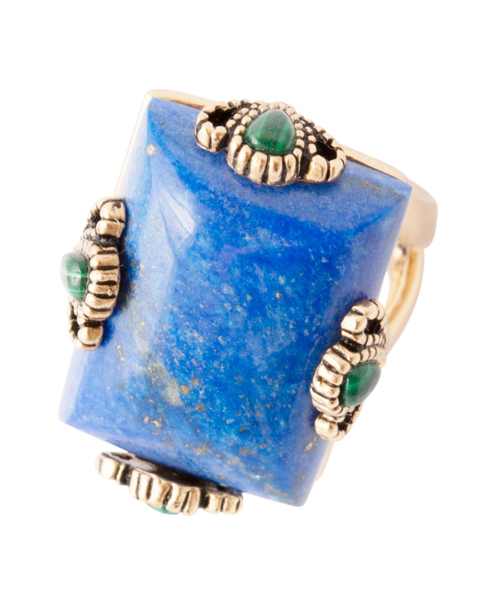 Кольцо Barse Prismatic Blue Lapis and Malachite Golden Square