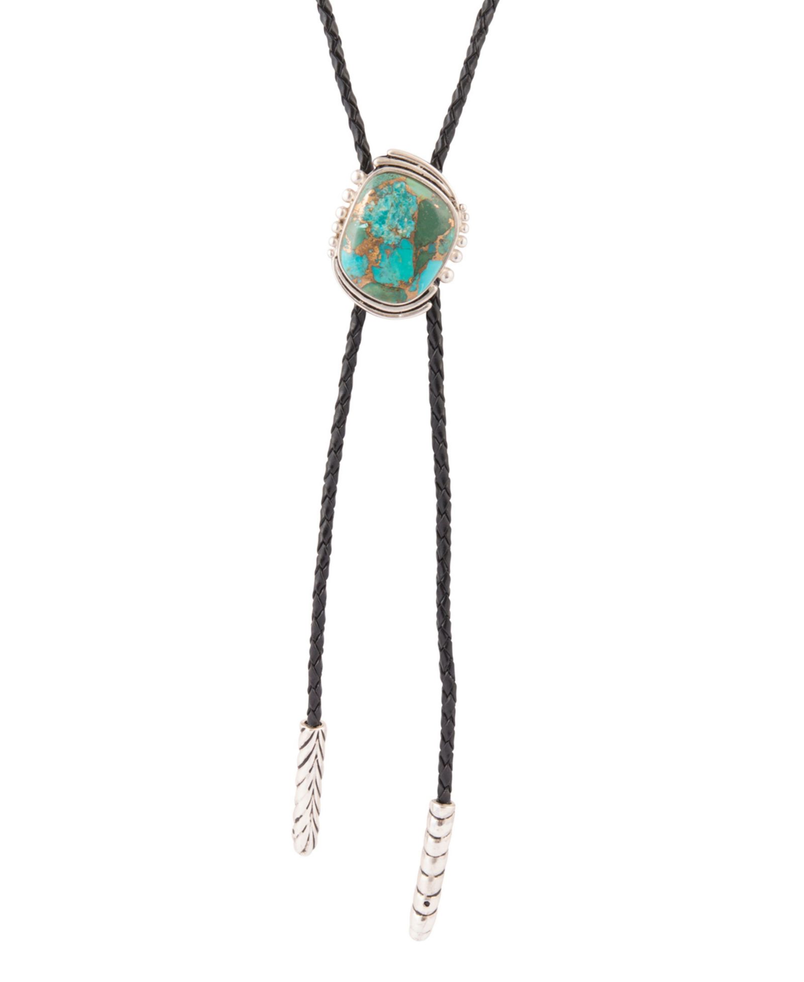 Мужской чокер Barse Bolo Tie с бирюзой и серебром