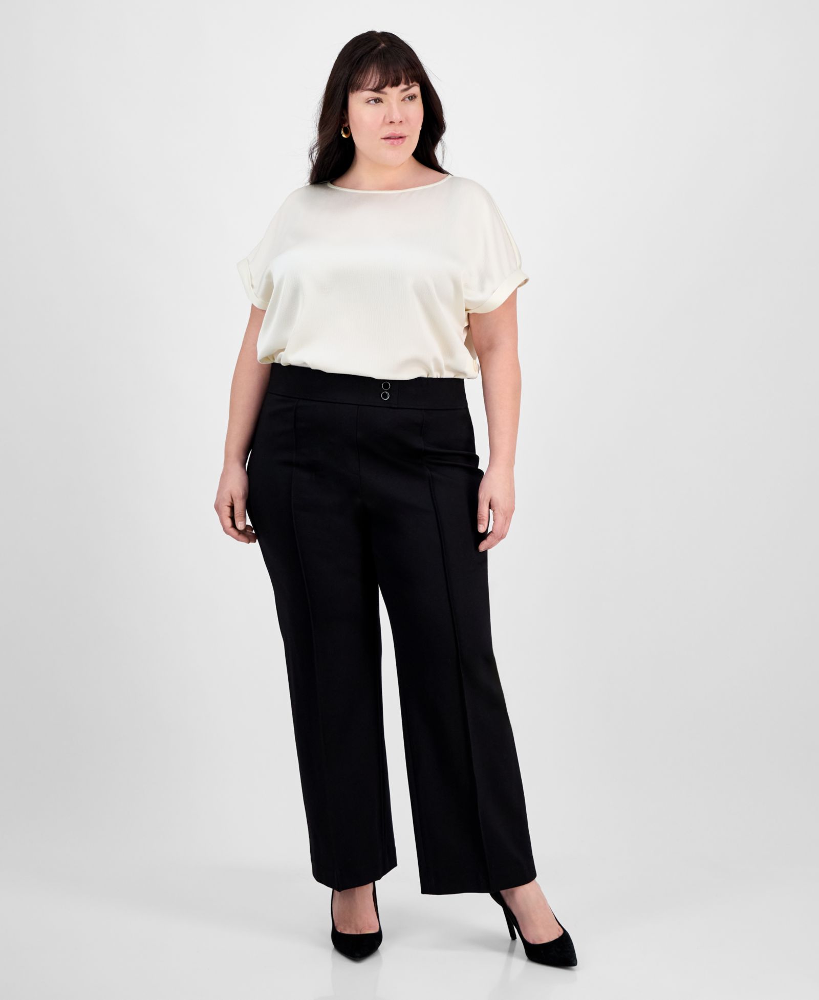 Jones New York Plus Size Pintucked Pull-On Pants