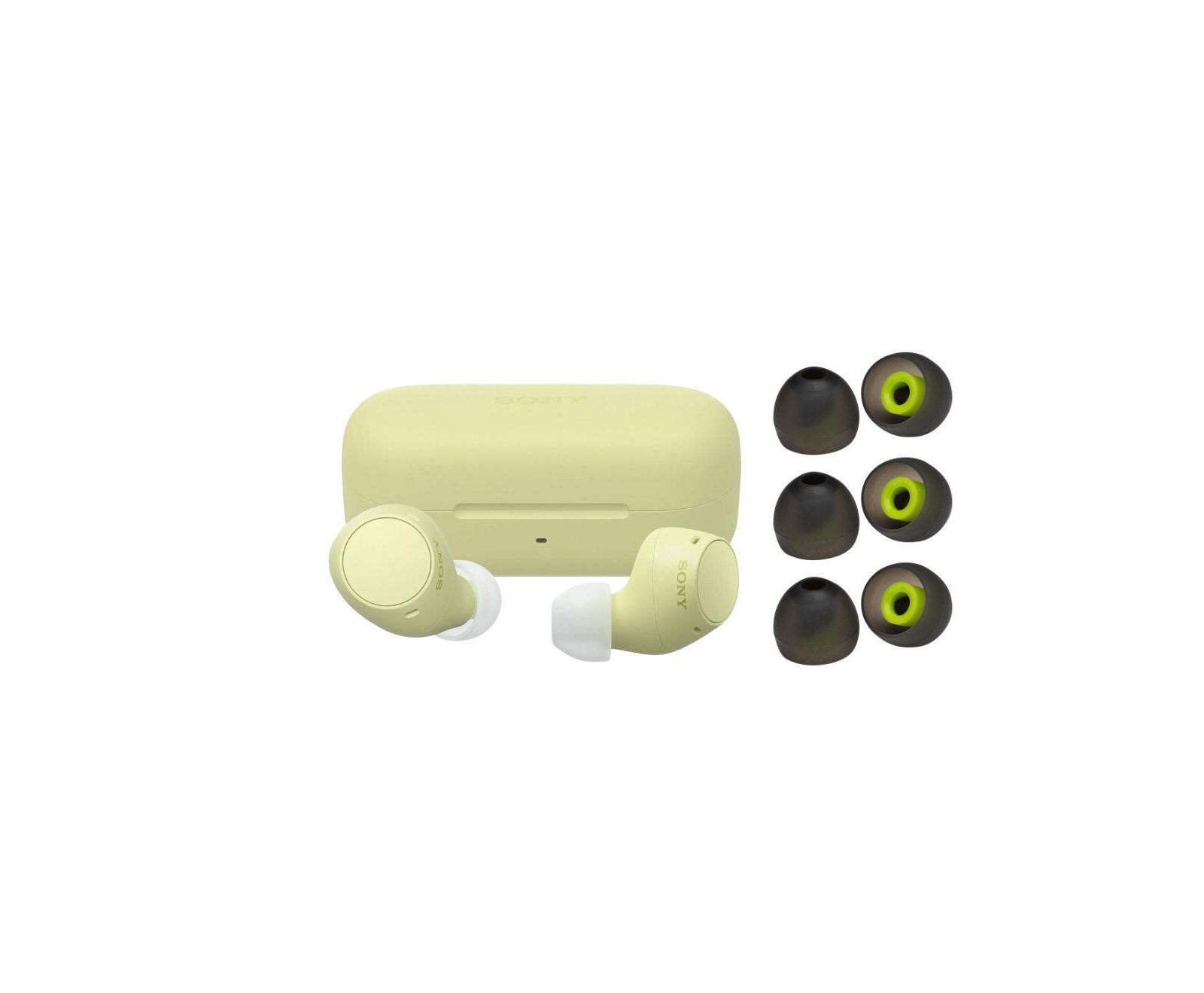 Sony WFC510 беспроводные наушники-вкладыши (Yellow) с набором силиконовых амбушюр (Black, 6-pack)