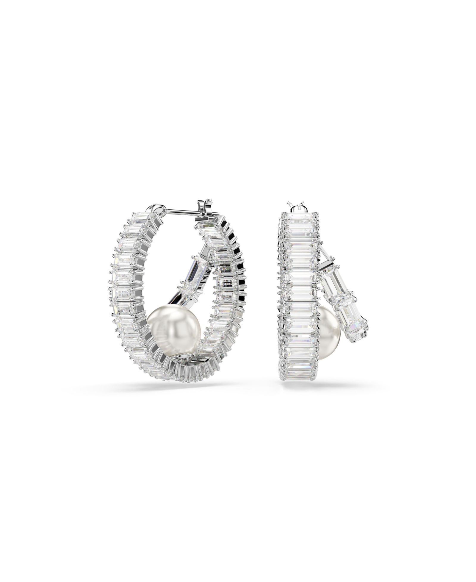 Серьги-кольца Swarovski Ariana Grande x Swarovski® Baguette Cut White Rhodium Plated