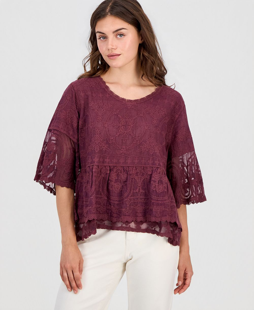Женский топ Democracy Petite Lace Double Bell Flounce