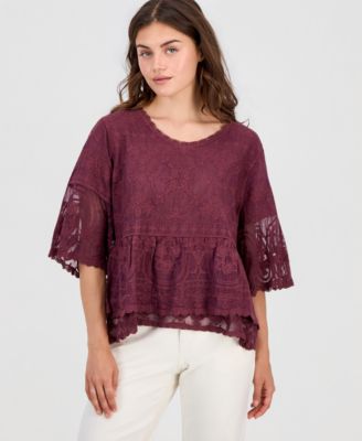 Женский топ Democracy Petite Lace Double Bell Flounce