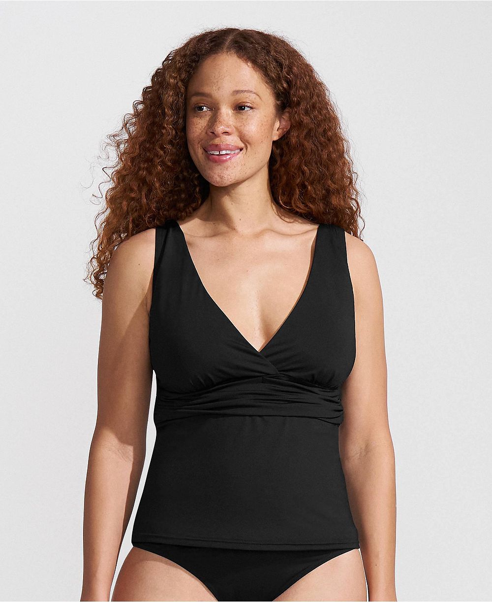 Lands' End Women's D-Cup V-neck Plunge X Back Tankini Top