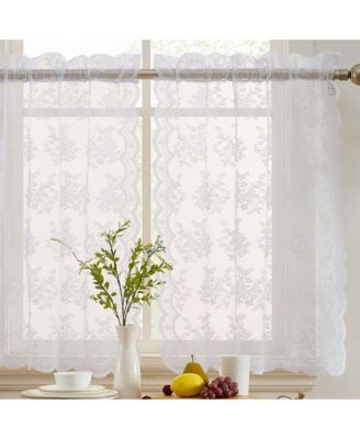 HLC.ME короткие занавески Cafe Tiers из полупрозрачного шифона с кружевом Jolene Floral
