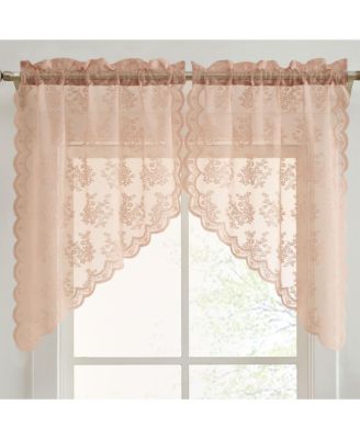 Короткие занавески HLC.ME Jolene Floral Rod Pocket Lace 28 x 36 Inch (Blush Pink, 2 шт.)