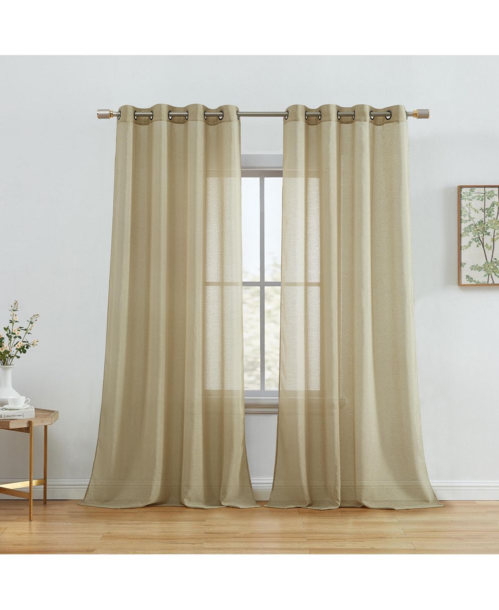 HLC.ME 2 Piece Semi Sheer Voile Light Filtering Window Curtain Grommet Panels for Bedroom & Living Room