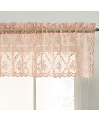 HLC.me Isabella Floral Rod Pocket Lace Semi Sheer Voile Short Valance for Small Windows, Kitchen & Bathroom