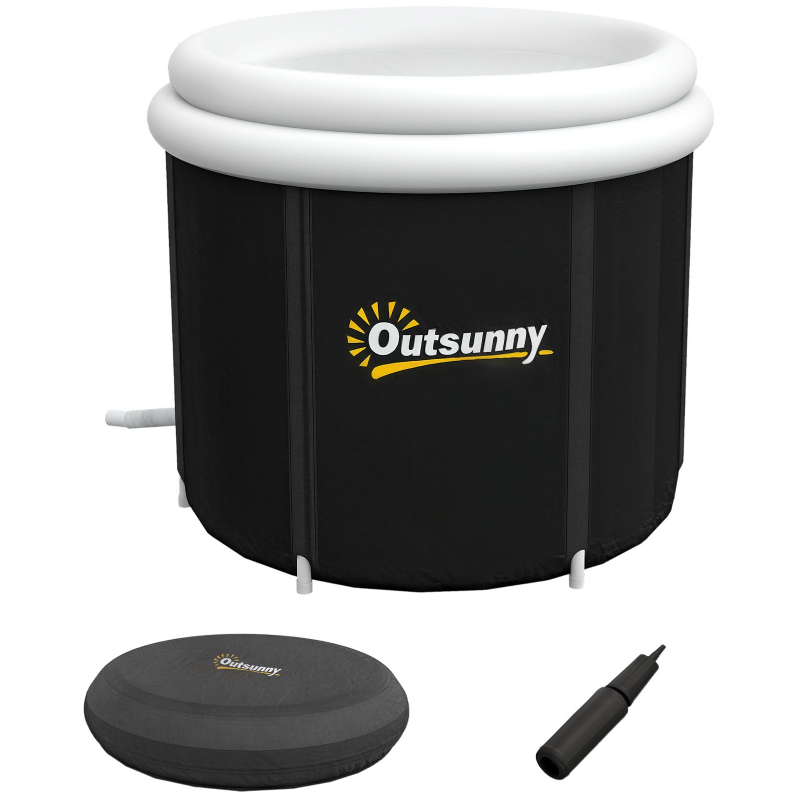Outsunny Portable Cold Plunge Tub, Ice Bath Tub with Thermo Lid, Dark