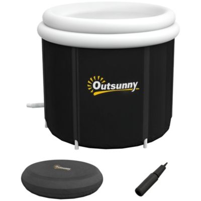 Outsunny Portable Cold Plunge Tub, Ice Bath Tub with Thermo Lid, Dark