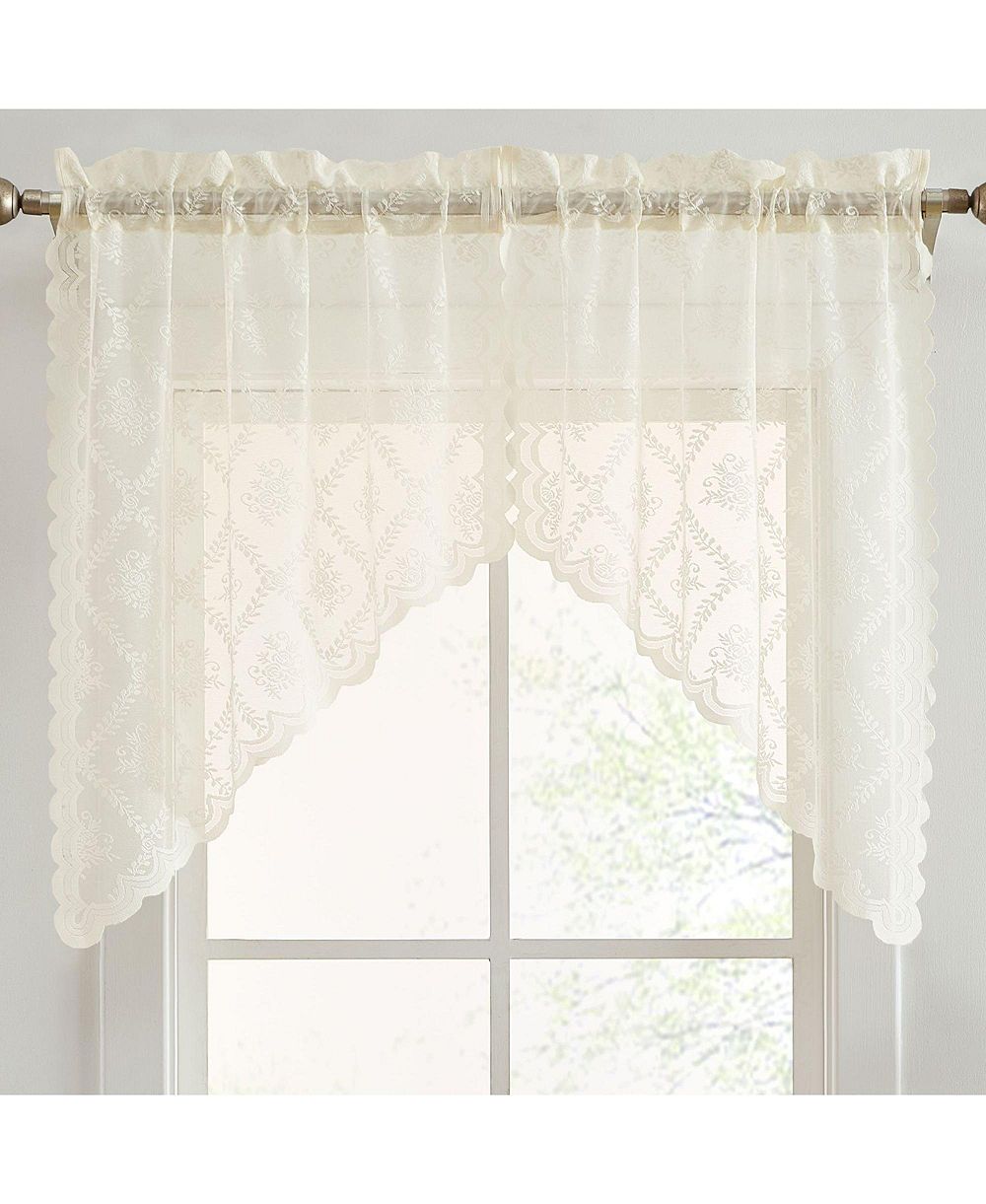 Комплект занавесок HLC.ME Isabella Floral Lace Rod Pocket Cafe Swag 28" x 36"
