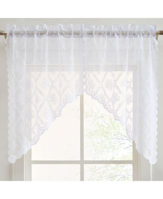 HLC.ME Isabella Цветочный Lace Short Cafe Swags для маленьких окон - 28 x 36 дюймов (Белые Swags, набор из 2 шт.)