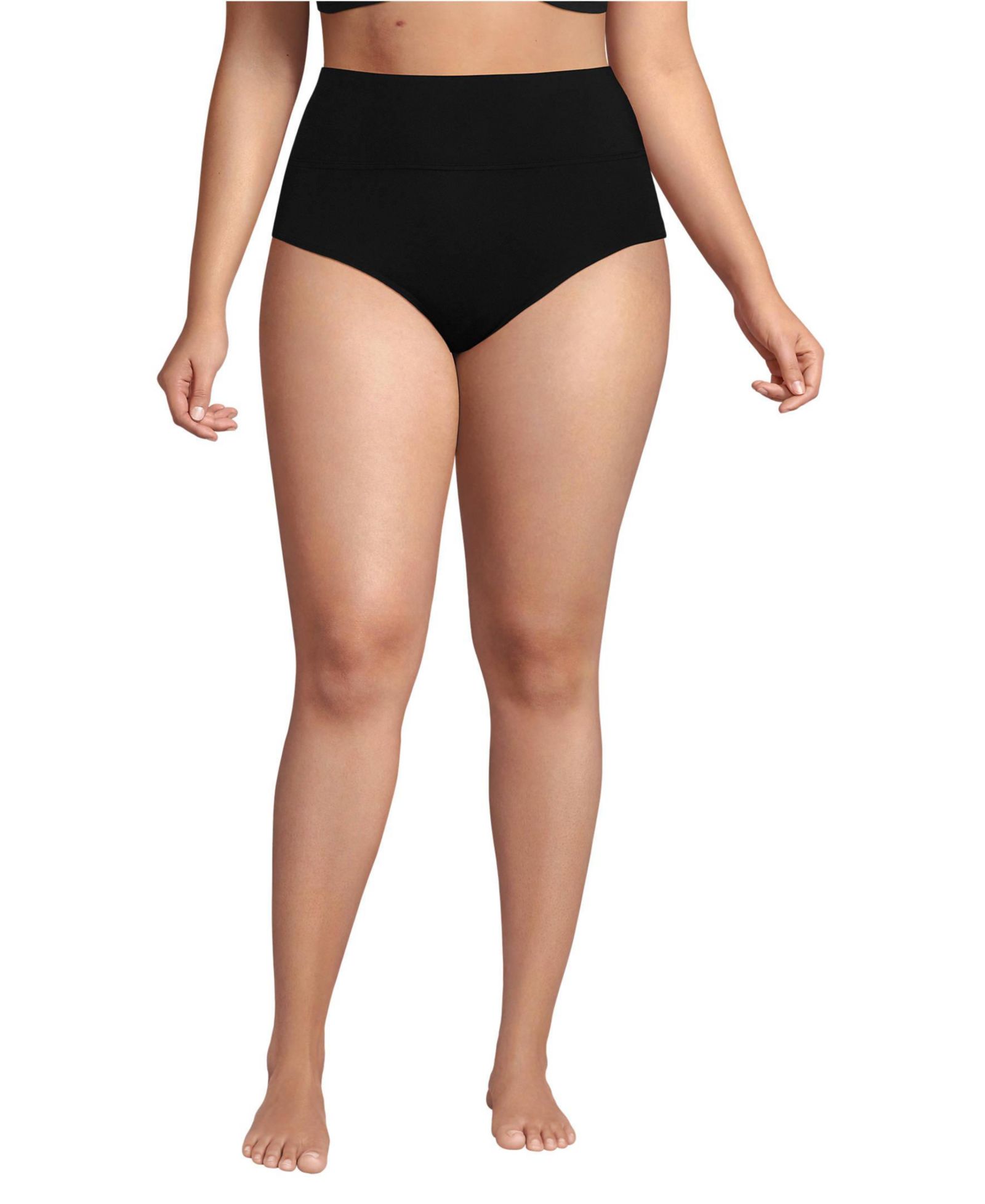 Lands' End Plus Size Chlorine Resistant Pinchless High Waisted Bikini Bottoms