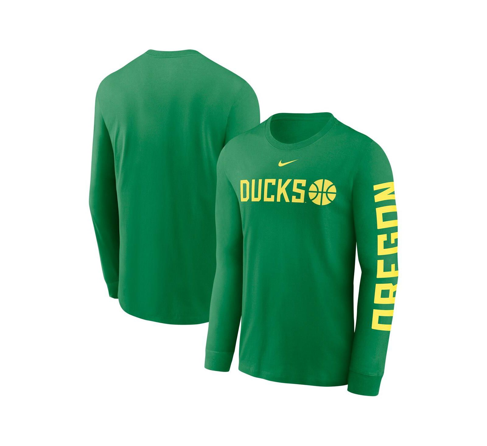Мужская футболка Nike Apple Green Oregon Ducks Basketball Icon Two-Hit Long Sleeve