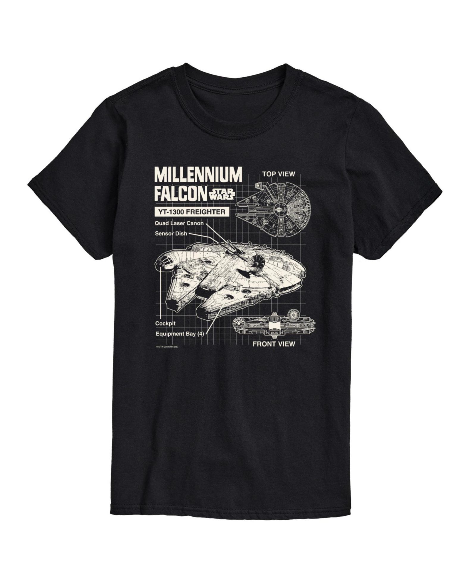 AIRWAVES Men's Star Wars Millennium Falcon Short Sleeve T-Shirt