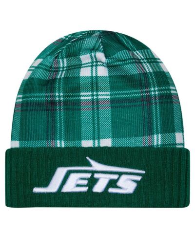 Мужская вязаная шапка New Era Green New York Jets Sideline Statement Cuffed