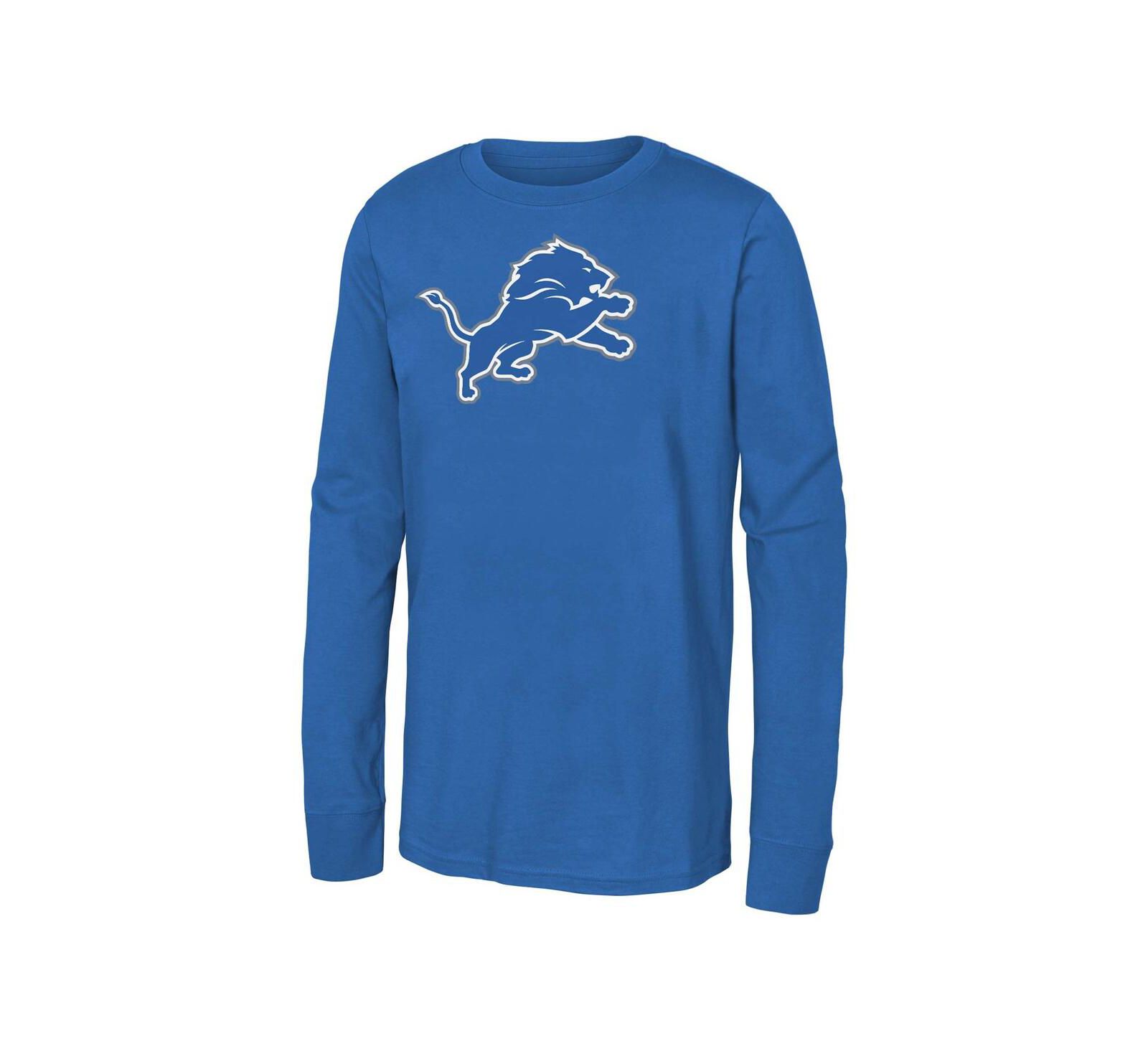 Детская футболка Outerstuff Blue Detroit Lions Primary Logo Long Sleeve