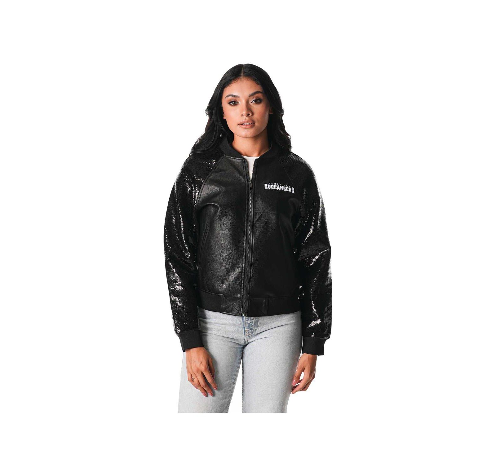 Женская куртка The Wild Collective Black Tampa Bay Buccaneers Sequin Full-Zip