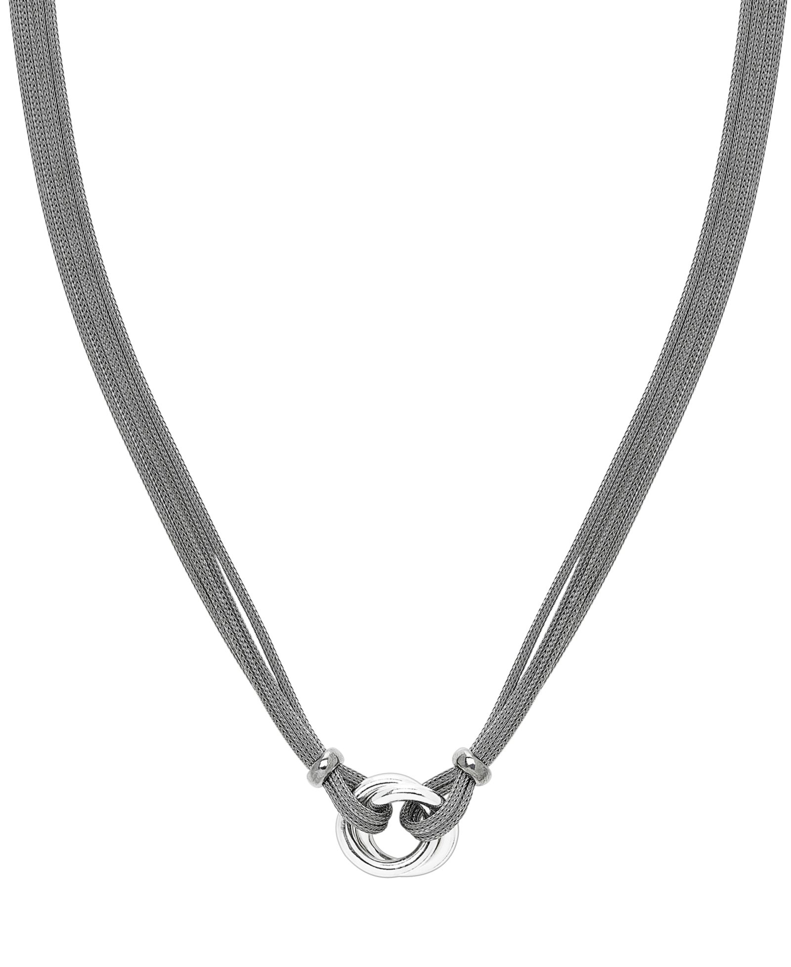 Love Knot Double Mesh Chain Pendant Necklace in Sterling Silver, 18"