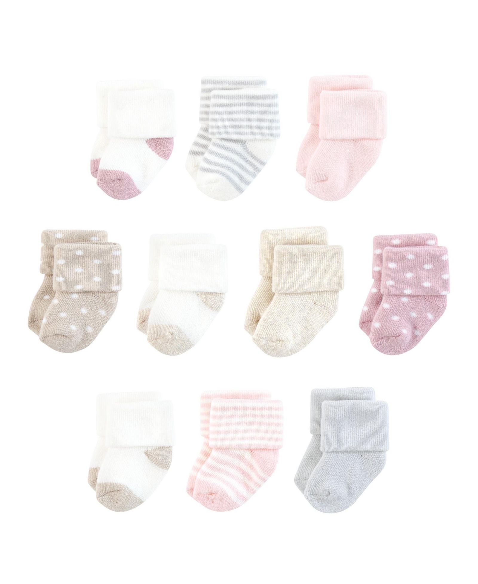 Touched by Nature Baby Girls 10Pk Natural Terry Socks