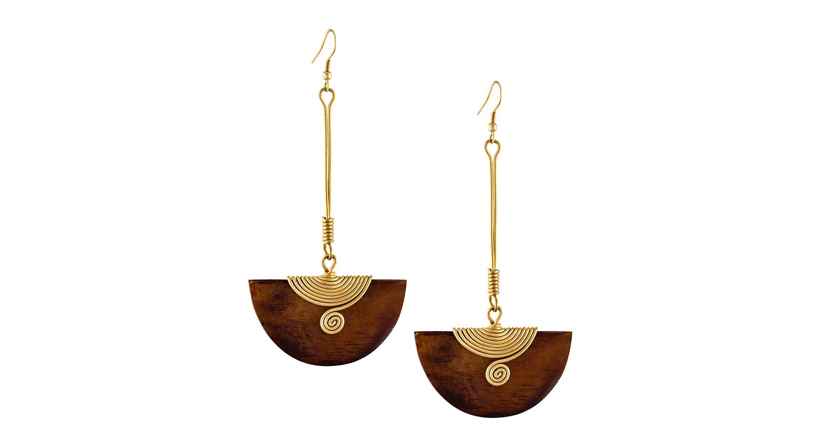 Серьги-подвески Pinduli Handmade Brass & Wood Drop Earrings