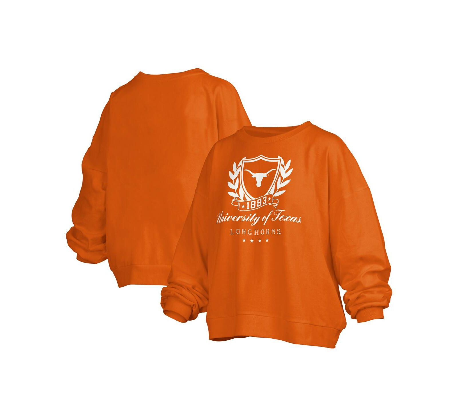 Женское худи Pressbox Texas Orange Texas Longhorns Big Aug Script Janice Oversized Pullover