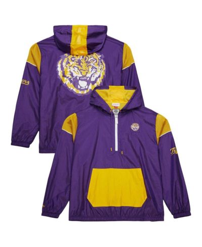 Mitchell & Ness Men's Purple LSU Tigers Anorak Vintage Logo Half-Zip Hoodie Jacket