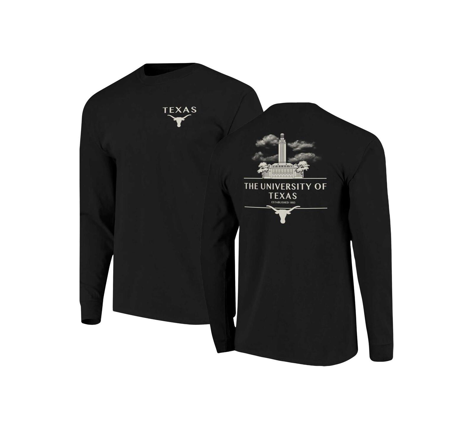 Мужская футболка Image One Texas Longhorns Comfort Colors Campus Nights с длинным рукавом, черная