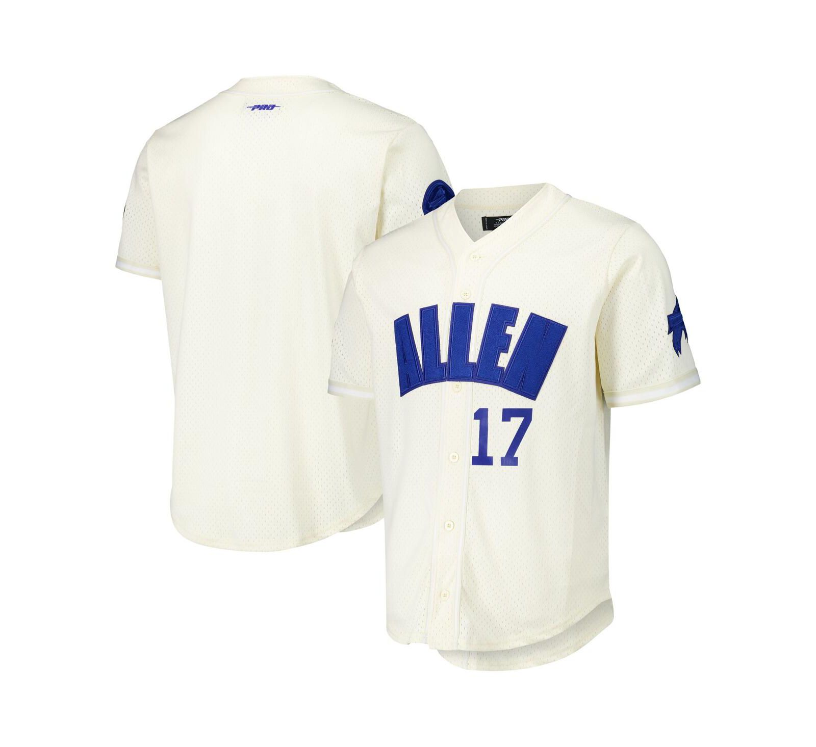 Мужская бейсбольная джерси Pro Standard Cream Josh Allen Buffalo Bills Name & Number Triple Tonal Button-Up