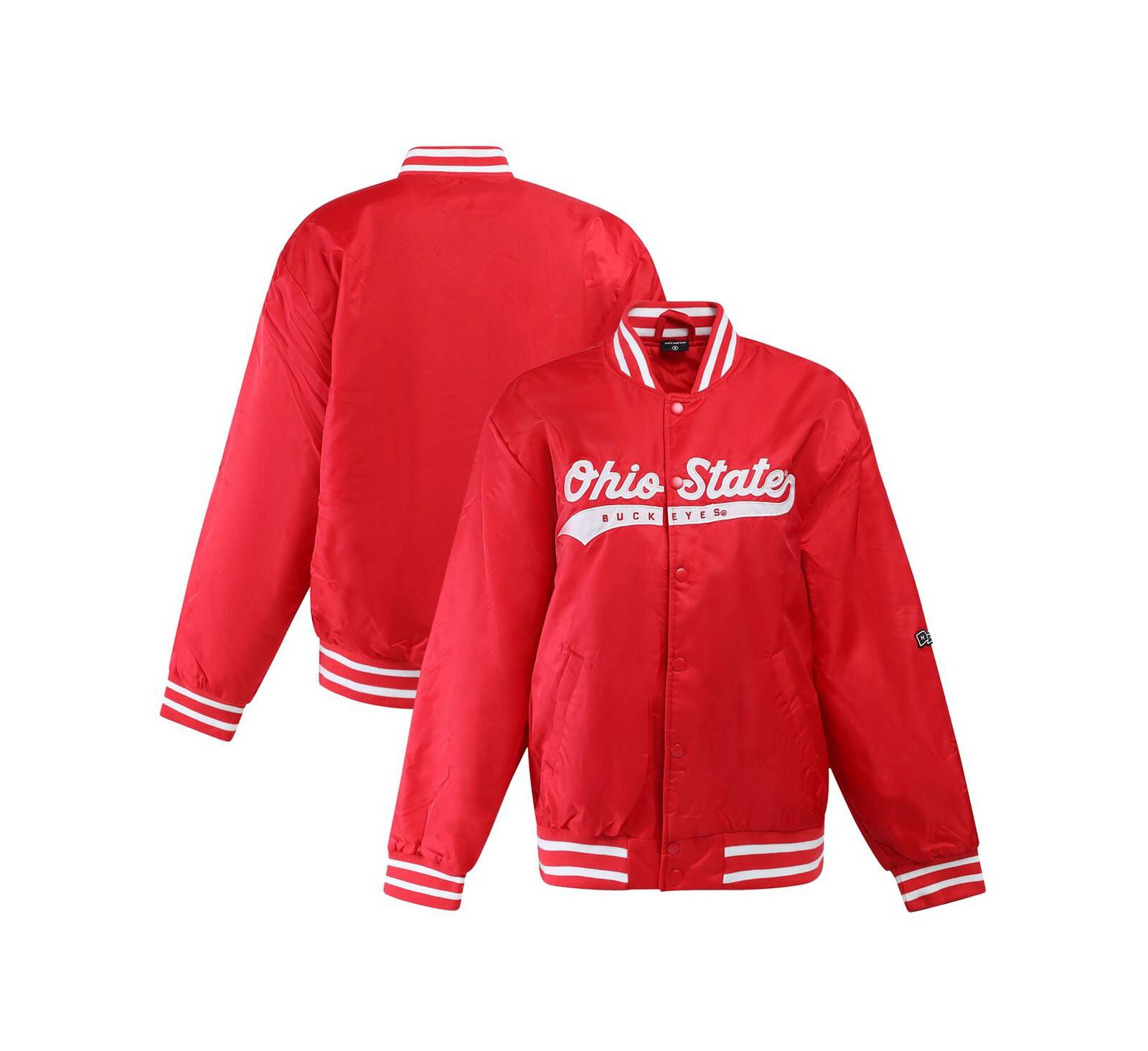 Hype And Vice Women's Scarlet Ohio State Buckeyes A-Game Varsity Full-Snap Jacket