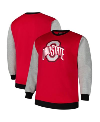 Fanatics Men's Scarlet Ohio State Buckeyes Contrast Sleeve Large Chest Big & Tall Pullover Sweatshirt