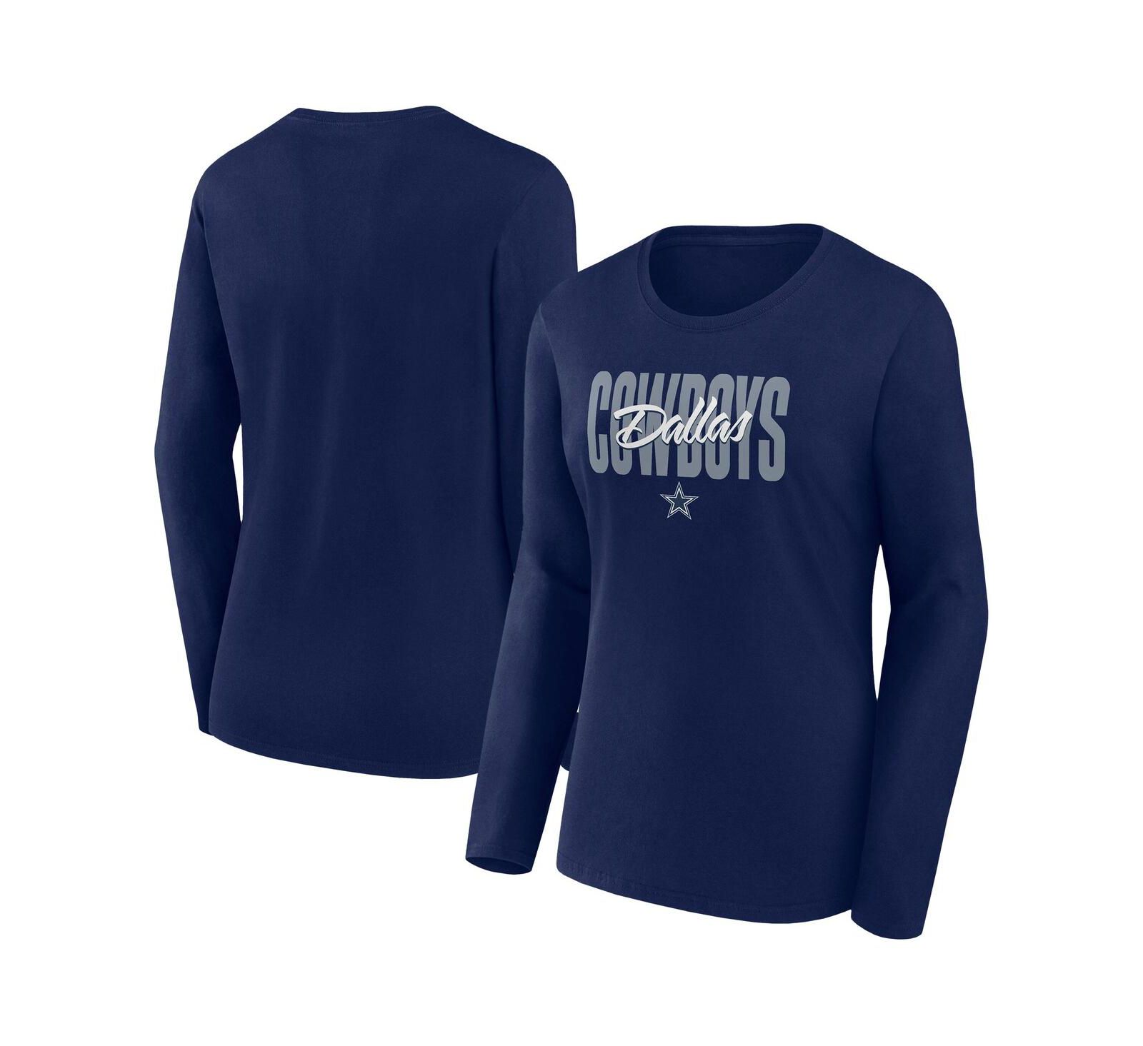 Женская футболка Fanatics Navy Dallas Cowboys Long Sleeve Scoop Neck