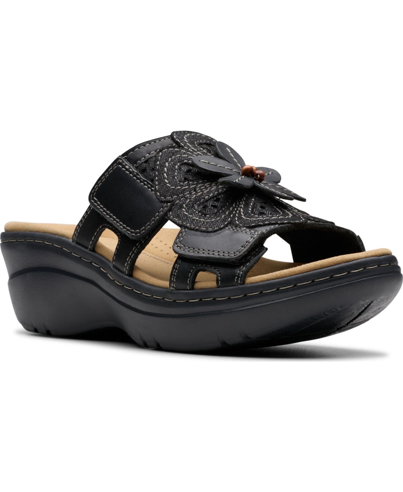 Clarks Merliah2 Belle Flower Leather Wedge Sandals