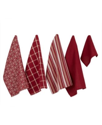 Design Imports Wine Asst Cotton Dishtowel Dishcloth, Set of 5