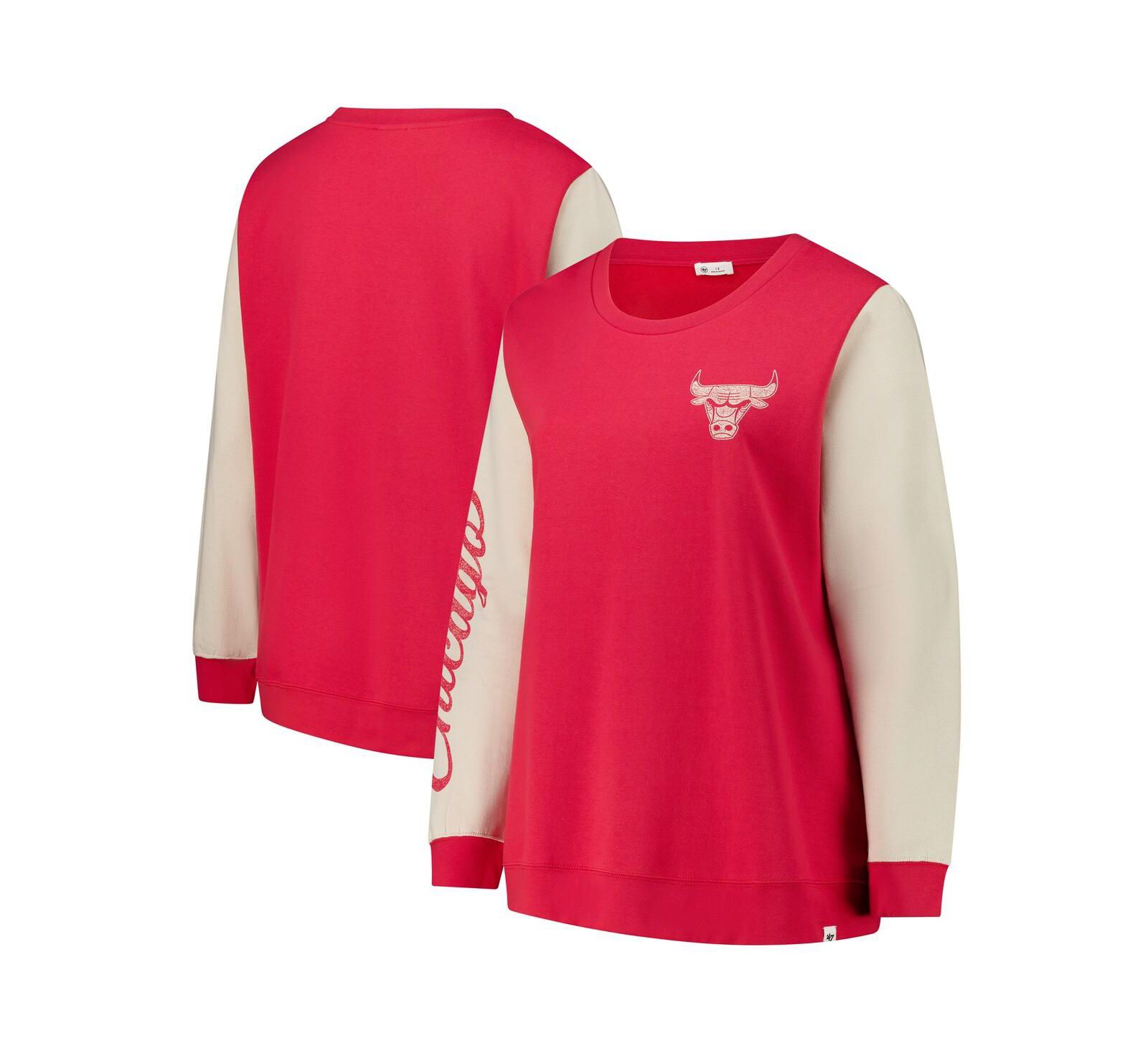 '47 Brand Женский свободный свитшот Andie Pullover с принтом Chicago Bulls, красный, Plus Size