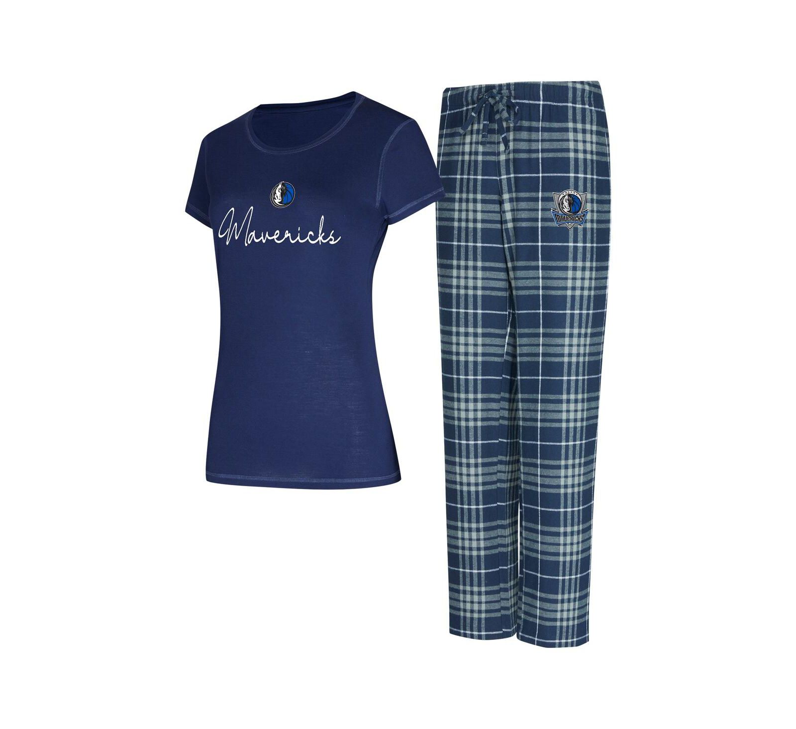 Concepts Sport Women's Navy/Gray Dallas Mavericks Vector T-Shirt Flannel Pants Sleep Set