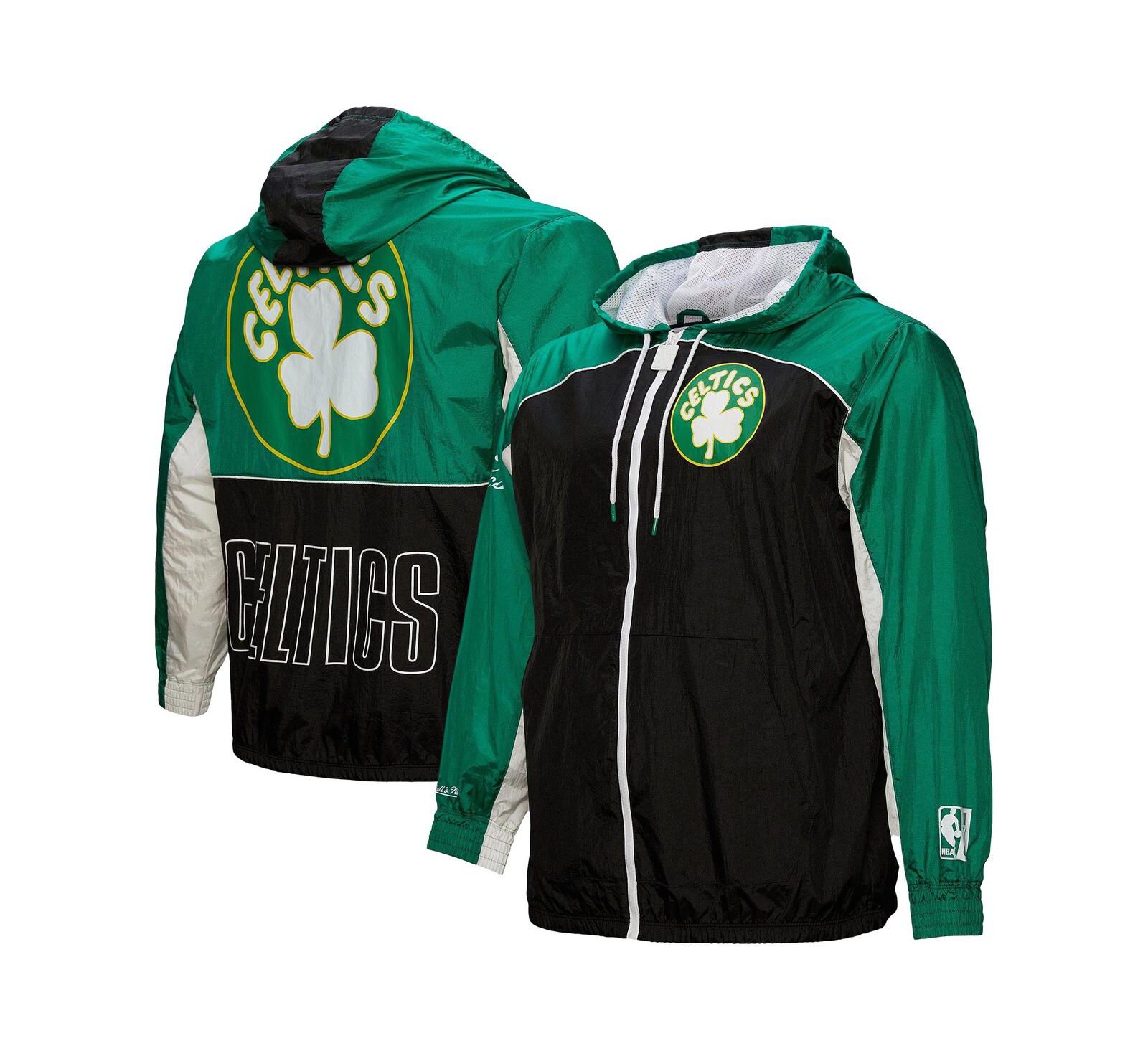 Mitchell & Ness Men's Black Boston Celtics Hardwood Classics Big Shot Premium Full-Zip Windbreaker Jacket