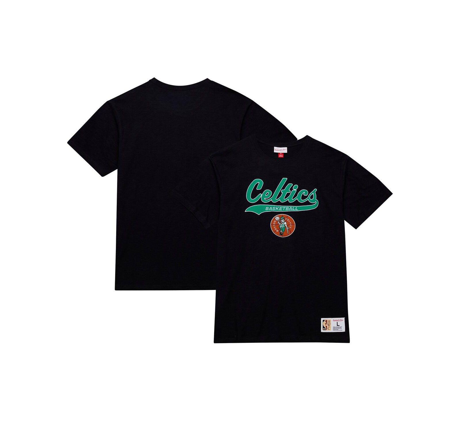 Mitchell & Ness Мужская футболка Mitchell & Ness Black Boston Celtics Hardwood Classics с аппликацией из фетра
