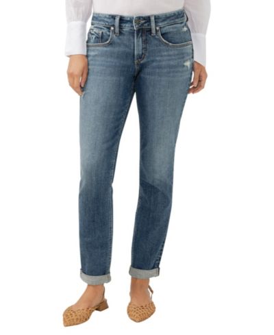 Silver Jeans Co. Women's Boyfriend Mid Rise Slim Leg Jeans
