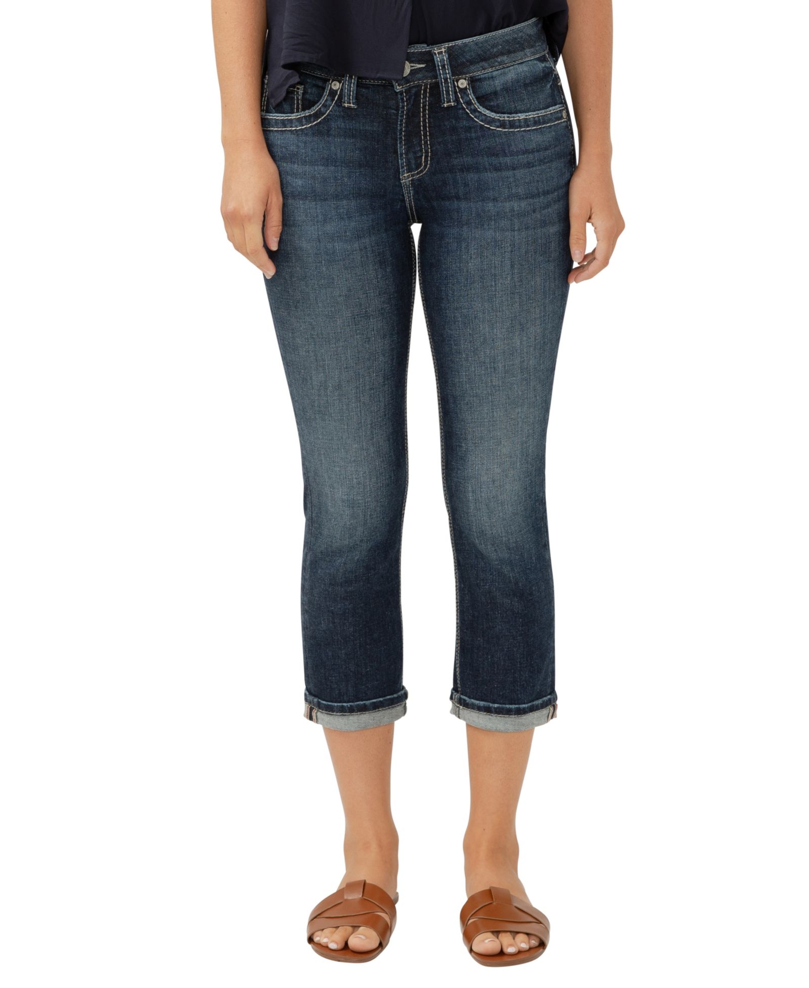Женские джинсы-капри Silver Jeans Co. Suki Mid Rise Curvy Fit