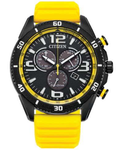 Citizen Men's Sport Casual Brycen Yellow Silicone Strap Watch 44.8mm