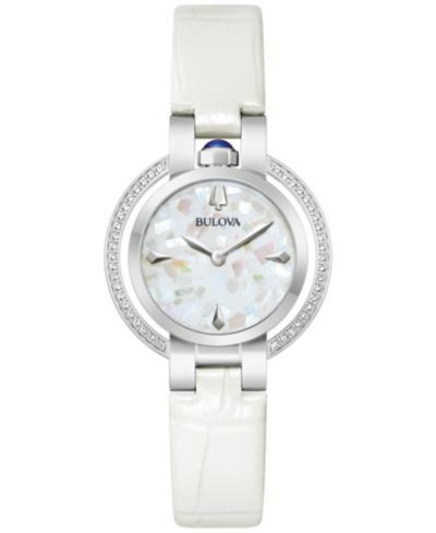 Женские часы Bulova 150th Anniversary Rubaiyat с белым кожаным ремешком 31mm
