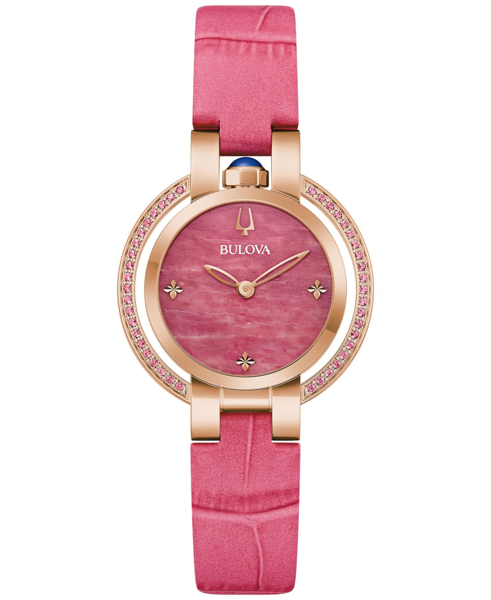 Женские часы Bulova 150th Anniversary Rubaiyat с розовым кожаным ремешком 31mm
