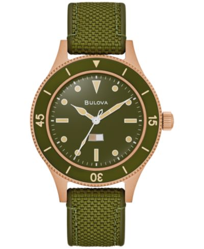 Bulova часы мужские Automatic MIL-SHIPS 41mm Green Nylon Strap 150th Anniversary