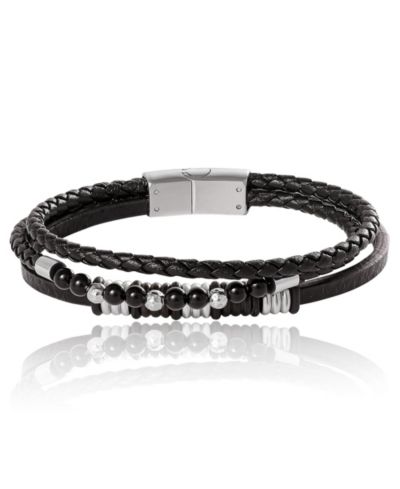 Lucky Brand браслет из трех рядов черного шнура из нержавеющей стали 8.25"