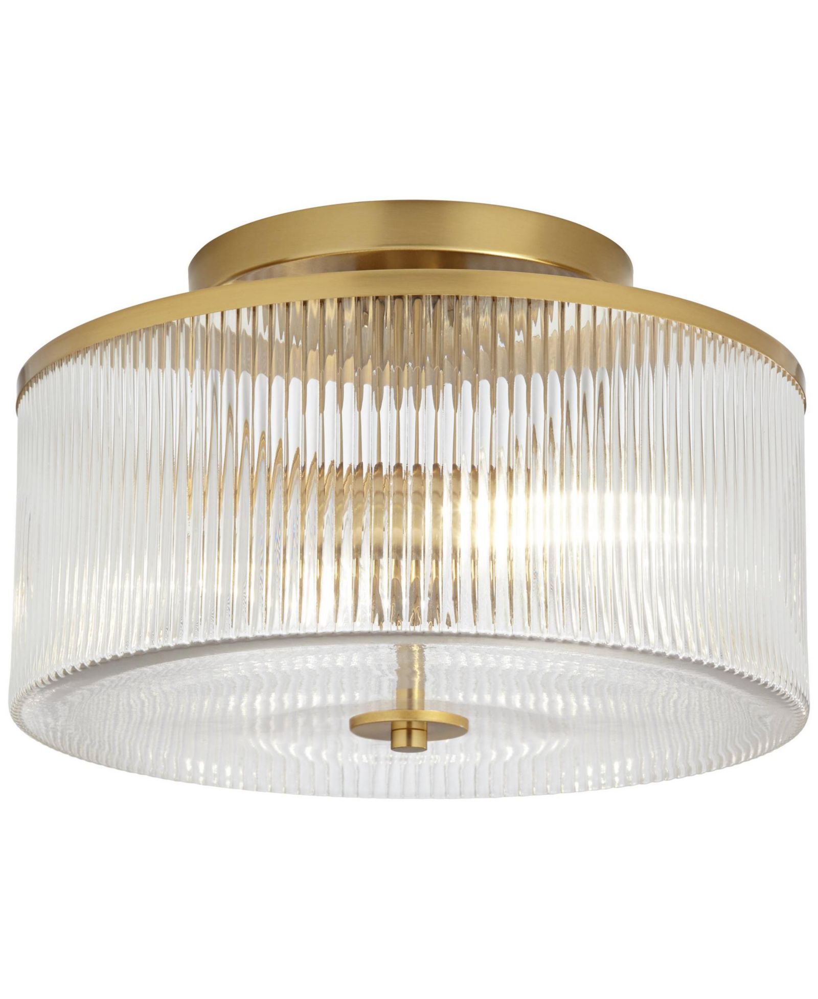 Possini Euro Design McKenzie 14" Mid Century Modern 2-Light Semi Flush-Mount Ceiling Light Fixture Kitchen Drum Warm Brass Finish