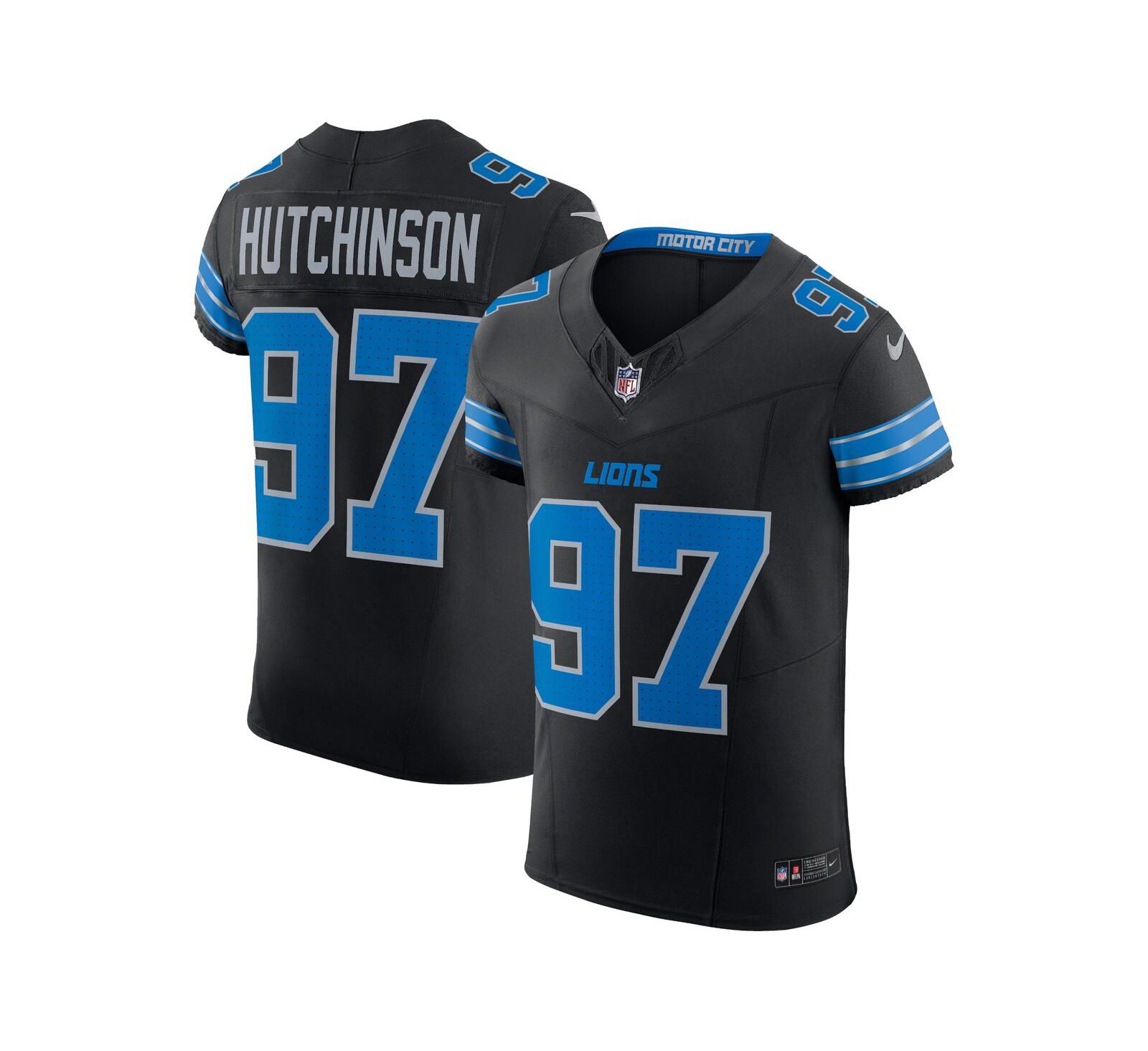 Nike Men's Aidan Hutchinson Black Detroit Lions Alternate Vapor F.U.S.E. Elite Jersey