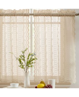 Короткие занавески HLC.ME Sophia из вуали с цветочным узором, набор из 2 шт, 28 x 36 Inch