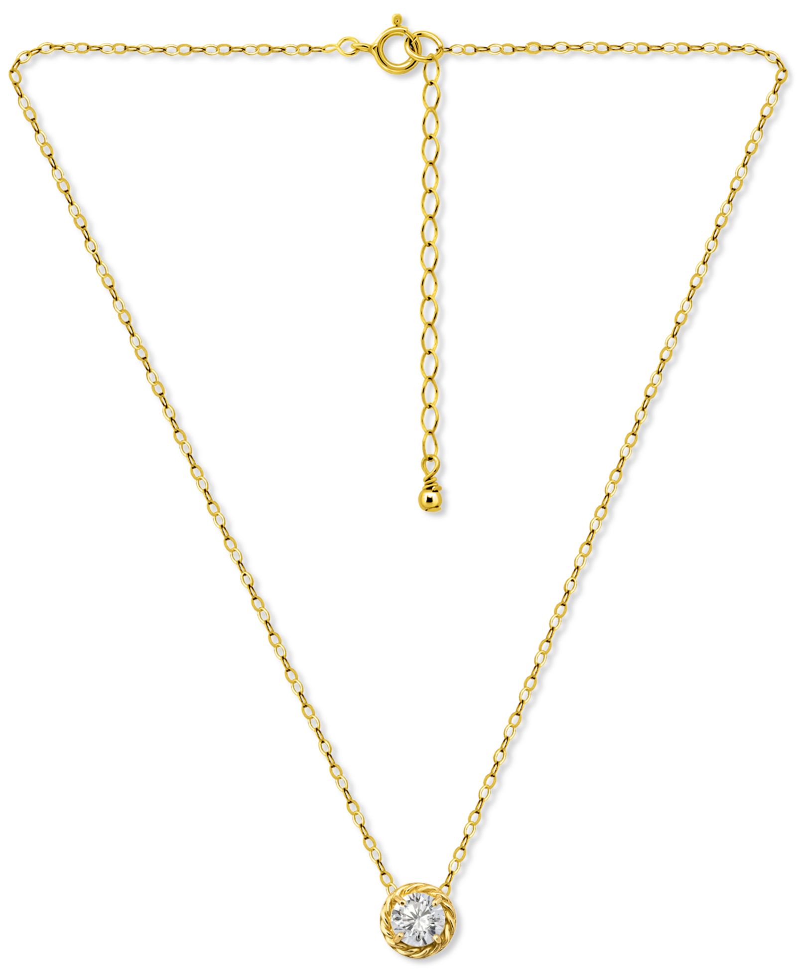 Giani Bernini 6MM Round Cubic Zirconia Necklace. 16" + 2" Extender. 18KT Gold over Sterling Silver. Created for Macy's