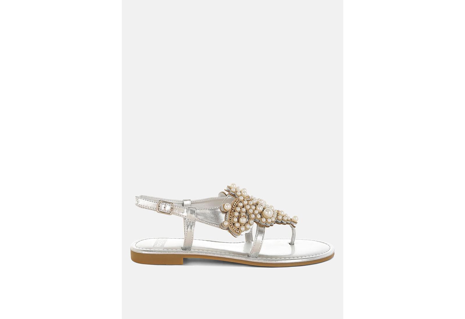 Rag and Co Женские Flats Opazie Metallic Pearl Embellished